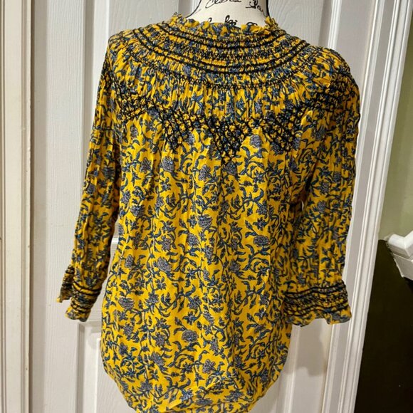ZARA BLOUSE RUFFLE KEY HOLE NECK PUFF SLEEVES TUCKEBLE SZ S FLORAL BOHO CHIC - Picture 3 of 16